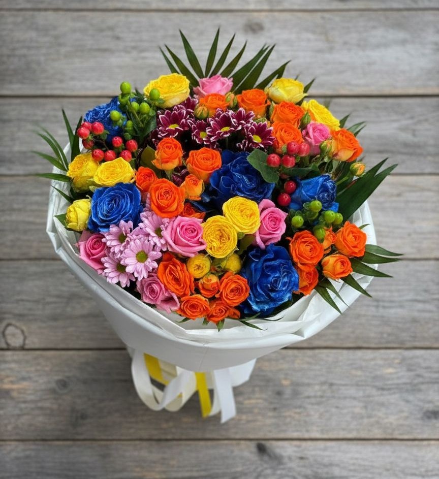 Букет цветов из: Розы и Хризантемы в Кузнецово