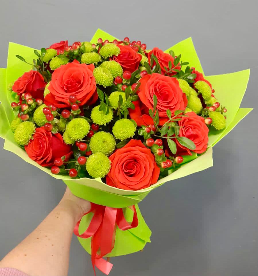 Букет цветов из: Хризантемы и Розы в Кузнецово