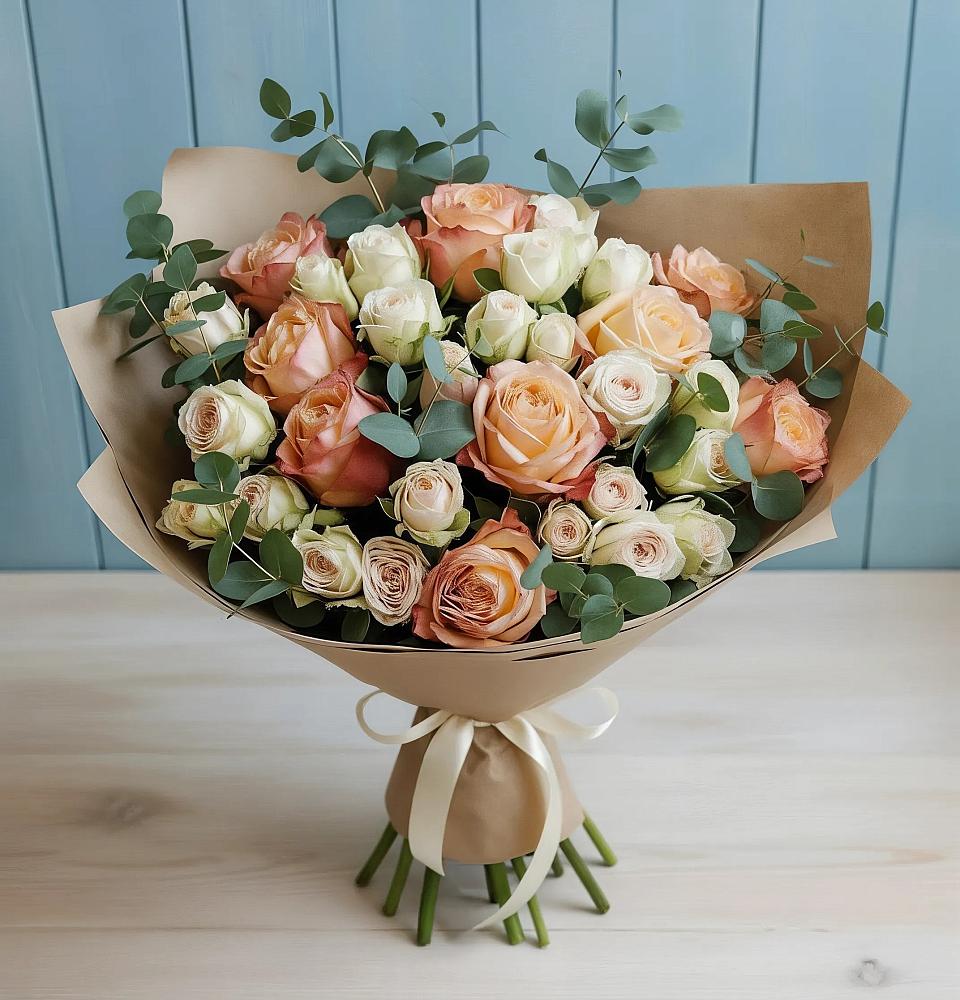 Букет цветов из: Альстромерии и Розы в Кузнецово