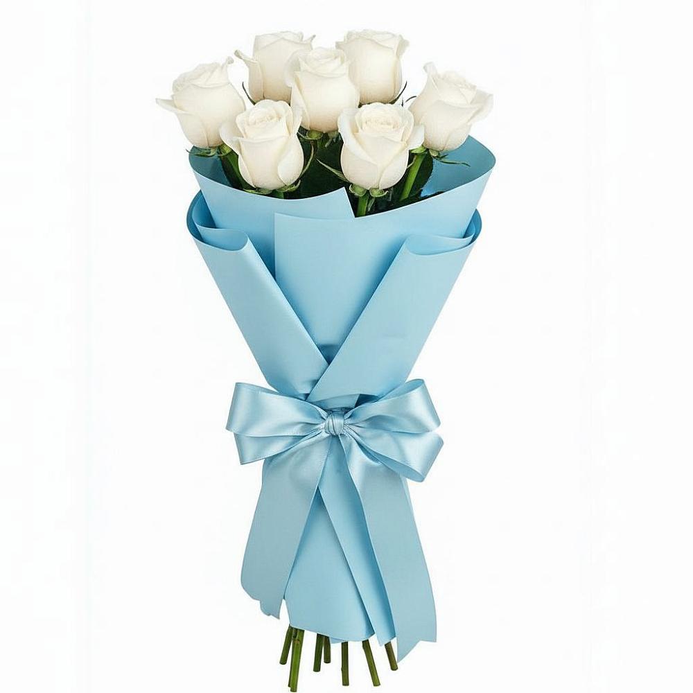 Букет 7 белых роз Проуд в Кузнецово