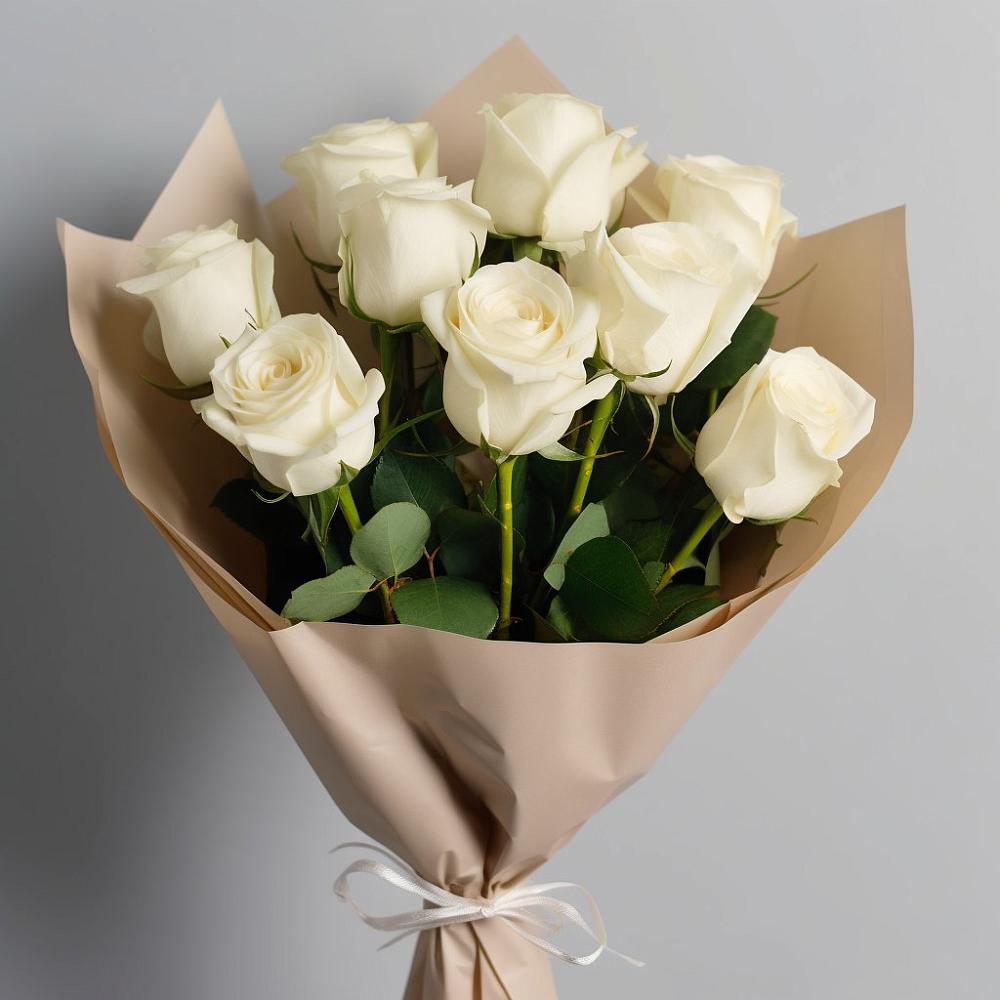 Букет 9 Белых роз Эдлесс Лав в Кузнецово