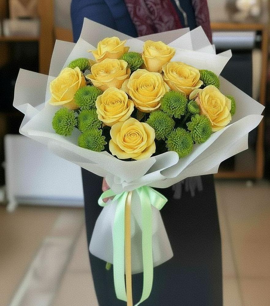 Букет цветов из: Хризантемы и Розы в Кузнецово