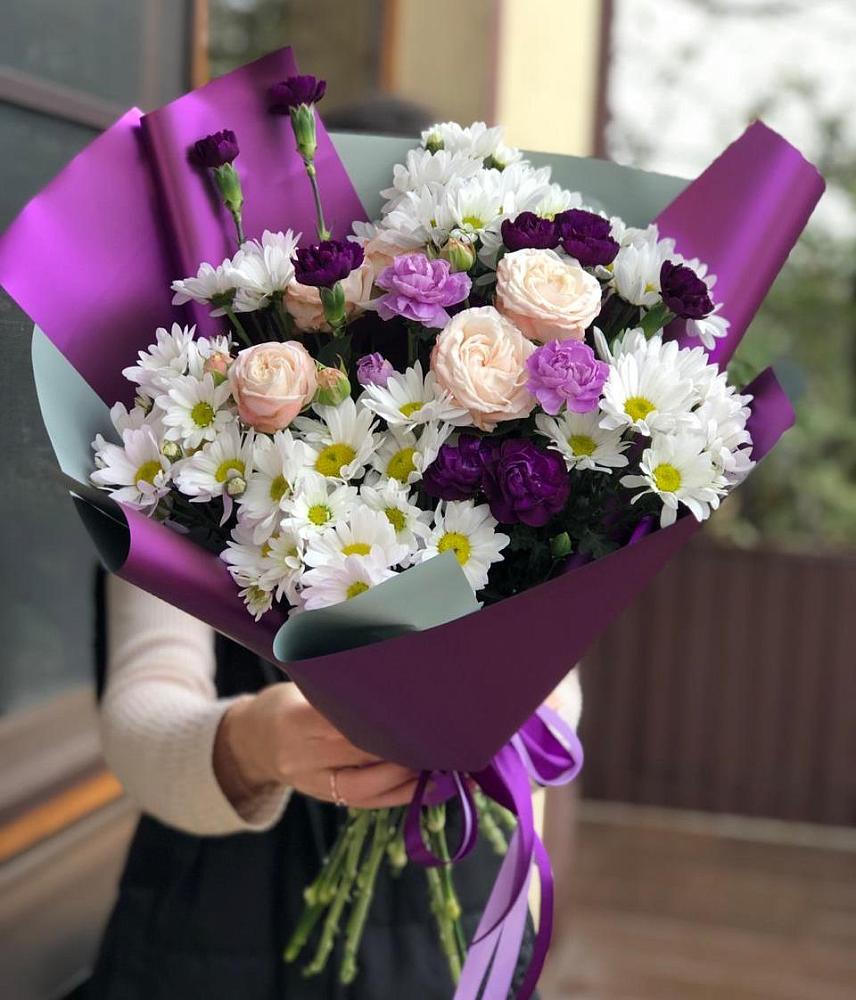 Букет цветов из: Хризантемы, Гвоздики и Розы в Кузнецово