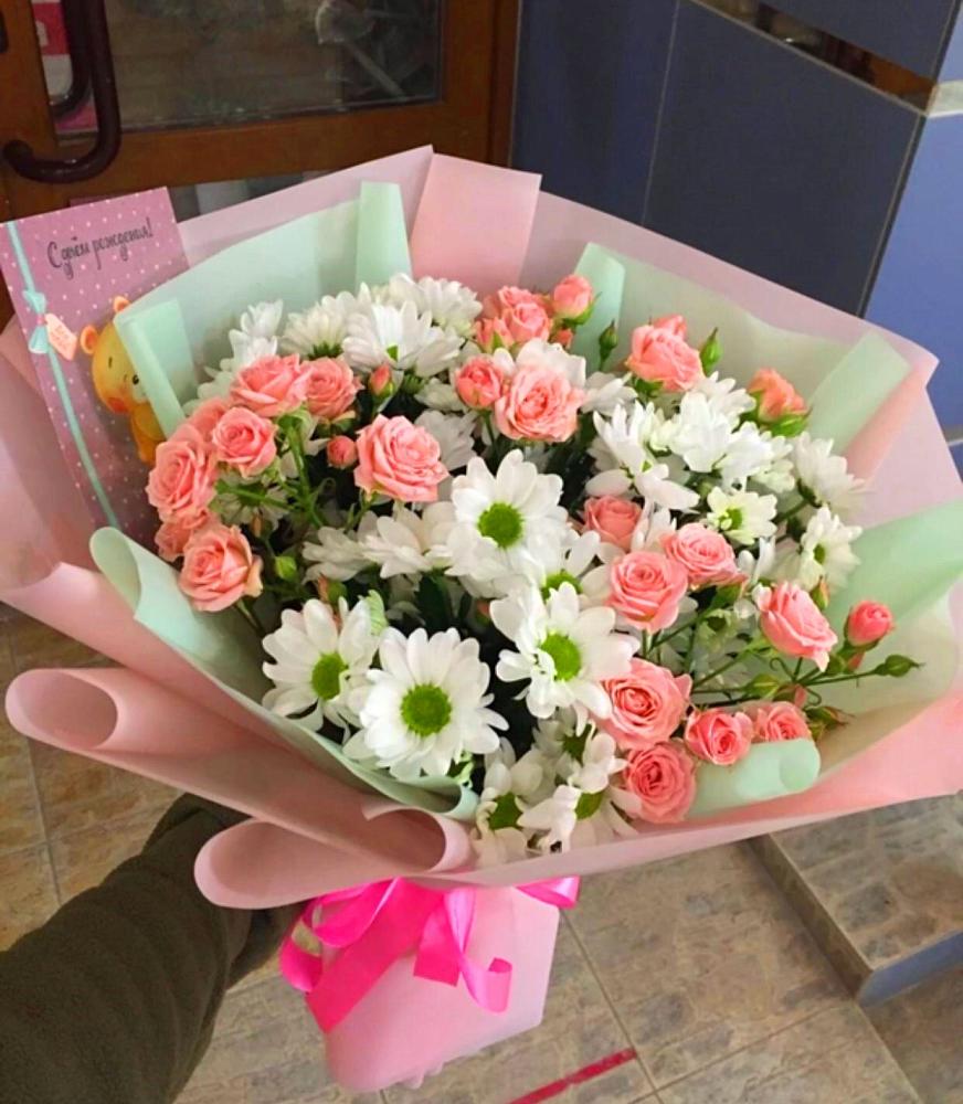 Букет цветов из: Розы и Хризантемы в Кузнецово