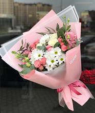 Букет цветов из:  Розы, Лизиантусы и Хризантемы в Кузнецово