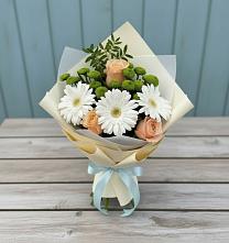 Букет цветов из:  Герберы, Розы и Хризантемы #REPLACE_PRED# Кузнецово