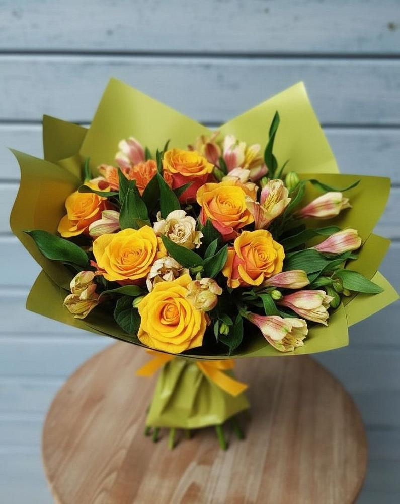 Букет цветов из: Альстромерии и Розы в Кузнецово
